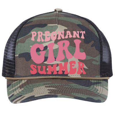 Funny Pregnancy Reveal Pregnant Girl Summer Baby Shower Retro Rope Trucker Hat Cap