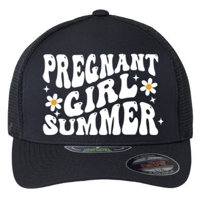 Funny Pregnancy Reveal Pregnant Girl Summer Baby Shower Flexfit Unipanel Trucker Cap