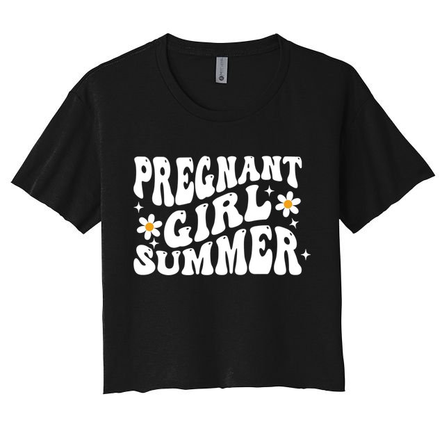 Funny Pregnancy Reveal Pregnant Girl Summer Baby Shower Crop Top