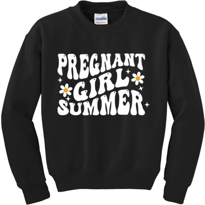 Funny Pregnancy Reveal Pregnant Girl Summer Baby Shower Kids Sweatshirt