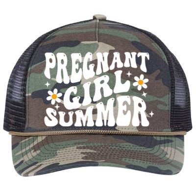 Funny Pregnancy Reveal Pregnant Girl Summer Baby Shower Retro Rope Trucker Hat Cap