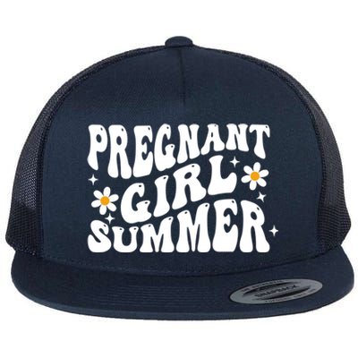 Funny Pregnancy Reveal Pregnant Girl Summer Baby Shower Flat Bill Trucker Hat