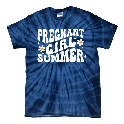 Funny Pregnancy Reveal Pregnant Girl Summer Baby Shower Tie-Dye T-Shirt