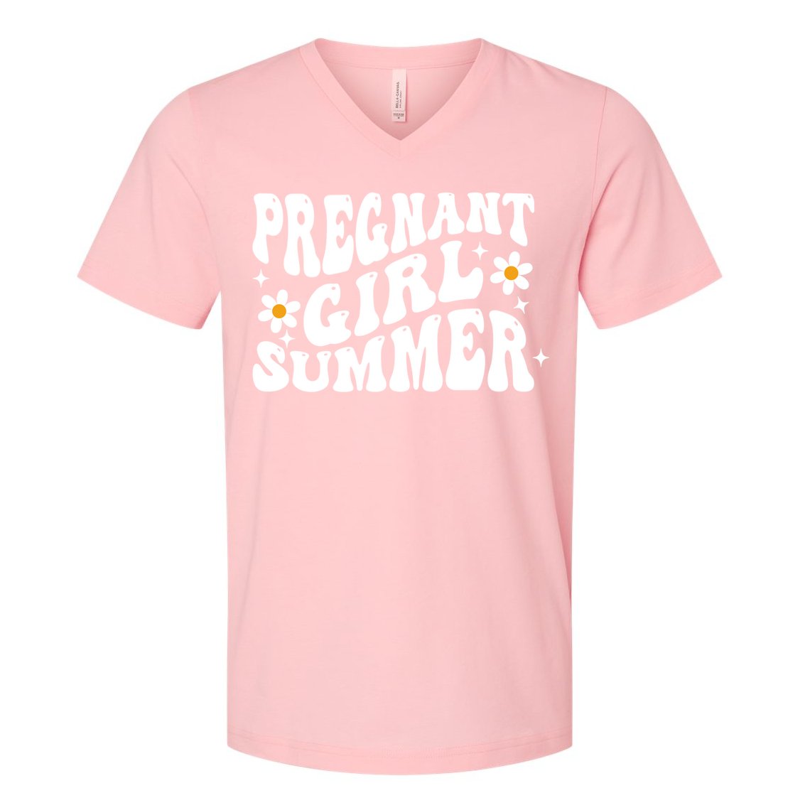 Funny Pregnancy Reveal Pregnant Girl Summer Baby Shower V-Neck T-Shirt