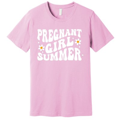 Funny Pregnancy Reveal Pregnant Girl Summer Baby Shower Premium T-Shirt