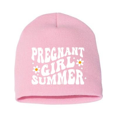 Funny Pregnancy Reveal Pregnant Girl Summer Baby Shower Short Acrylic Beanie