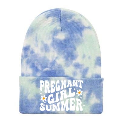 Funny Pregnancy Reveal Pregnant Girl Summer Baby Shower Tie Dye 12in Knit Beanie