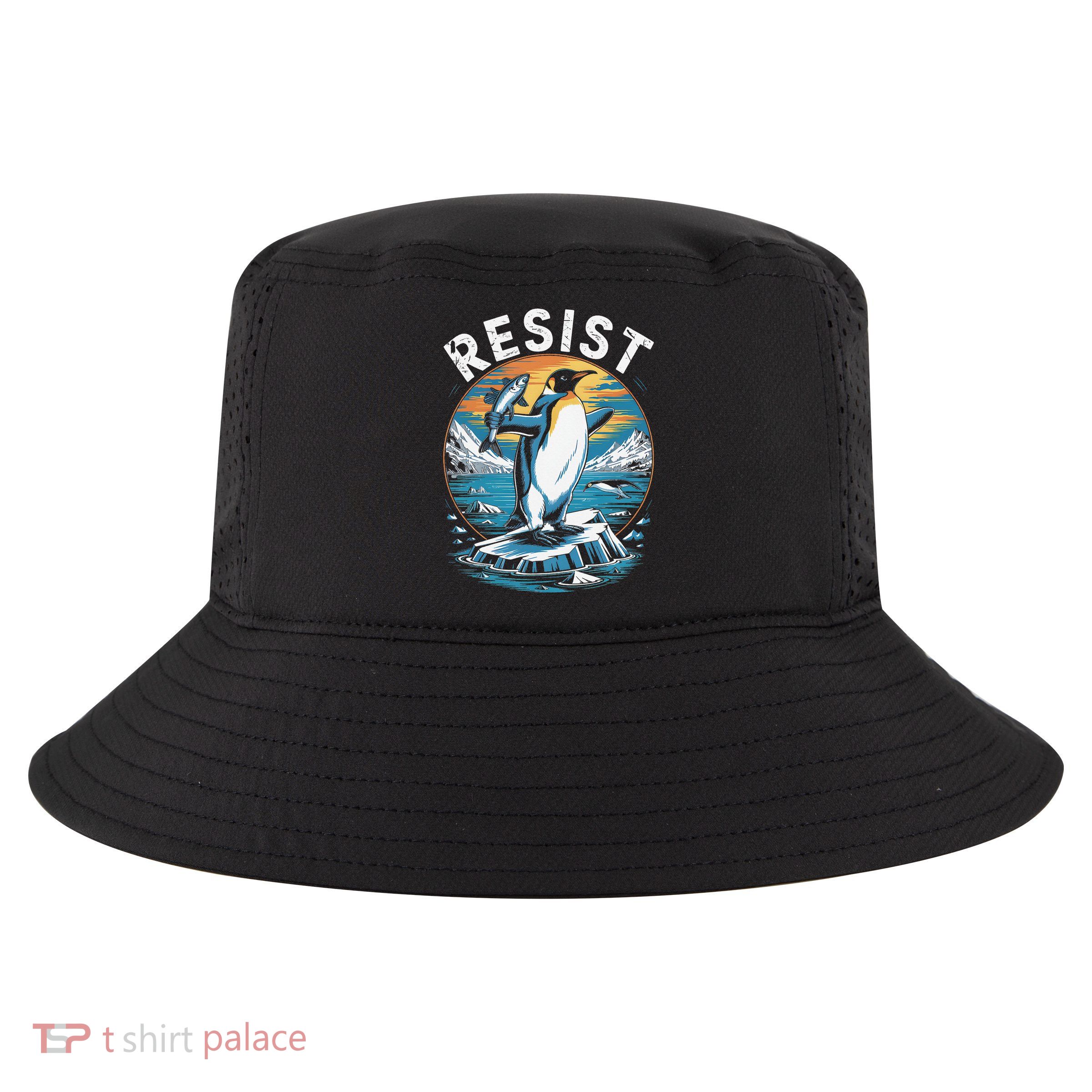 Funny Penguin Resist Protest Against Tariffs Humor Cool Comfort Performance Bucket Hat
