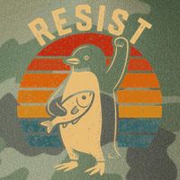 Funny Penguin Resist Penguins Protest Against Tariffs Legacy Tie Dye Trucker Hat
