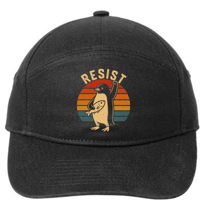 Funny Penguin Resist Penguins Protest Against Tariffs 7-Panel Snapback Hat
