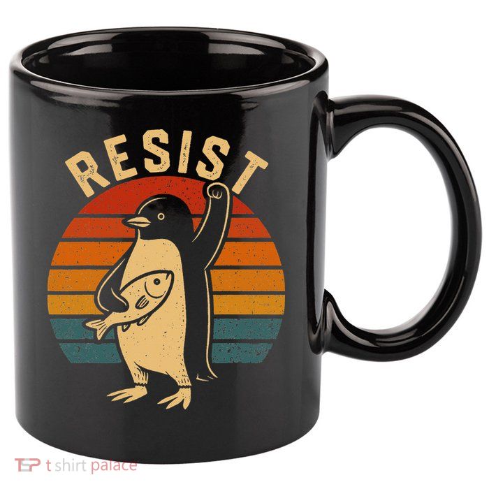 Funny Penguin Resist Penguins Protest Against Tariffs 11oz C Handle Ceramic Mug