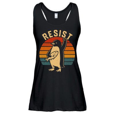 Funny Penguin Resist Penguins Protest Against Tariffs Ladies Essential Flowy Tank