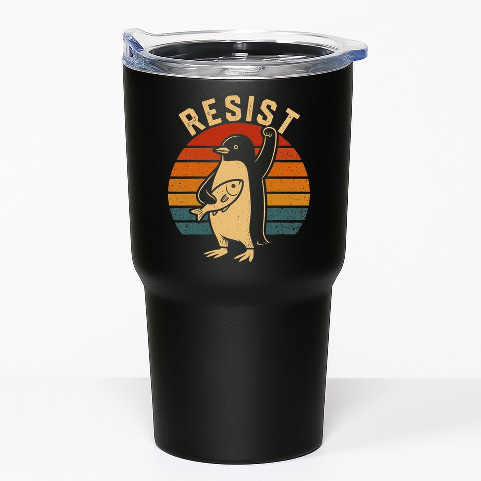 Funny Penguin Resist Penguins Protest Against Tariffs Tumbler
