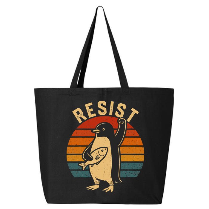 Funny Penguin Resist Penguins Protest Against Tariffs 25L Jumbo Tote