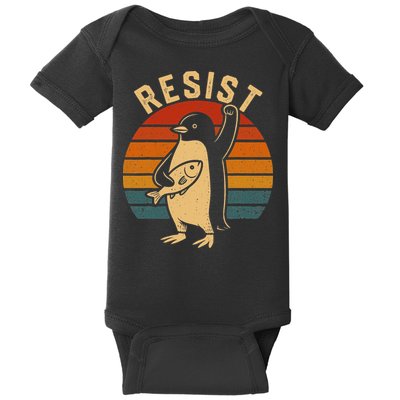 Funny Penguin Resist Penguins Protest Against Tariffs Baby Bodysuit