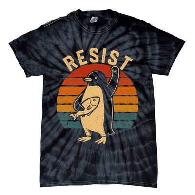 Funny Penguin Resist Penguins Protest Against Tariffs Tie-Dye T-Shirt