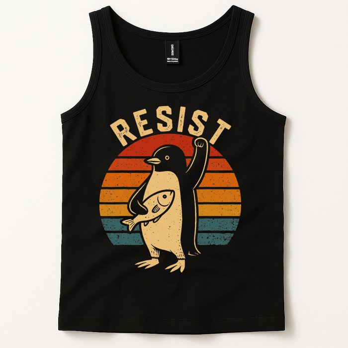 Funny Penguin Resist Penguins Protest Against Tariffs Tank Top