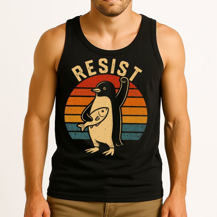Funny Penguin Resist Penguins Protest Against Tariffs Tank Top
