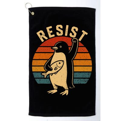 Funny Penguin Resist Penguins Protest Against Tariffs Golf Towel