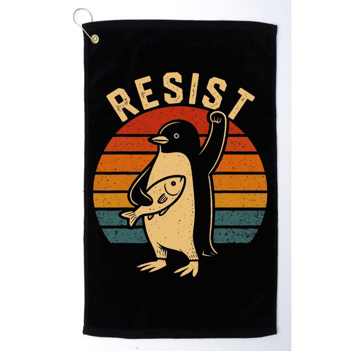 Funny Penguin Resist Penguins Protest Against Tariffs Golf Towel