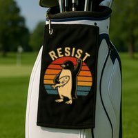 Funny Penguin Resist Penguins Protest Against Tariffs Golf Towel