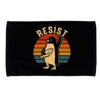 Funny Penguin Resist Penguins Protest Against Tariffs Microfiber Hand Towel