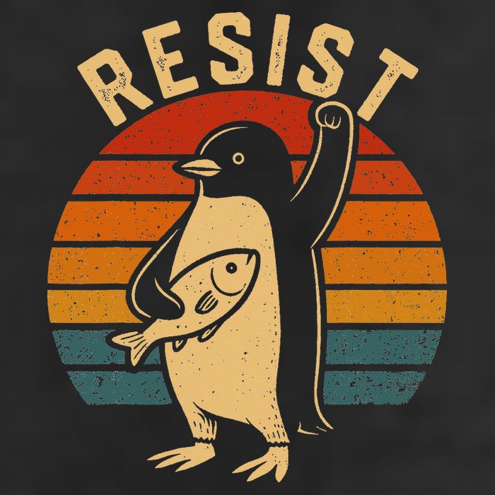 Funny Penguin Resist Penguins Protest Against Tariffs Microfiber Hand Towel