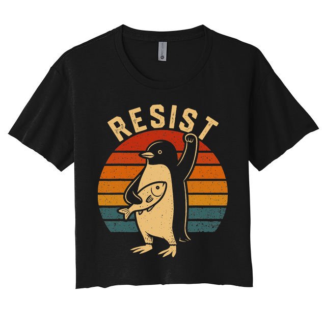 Funny Penguin Resist Penguins Protest Against Tariffs Crop Top