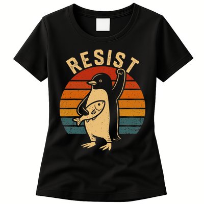 Funny Penguin Resist Penguins Protest Against Tariffs Womens T-Shirt