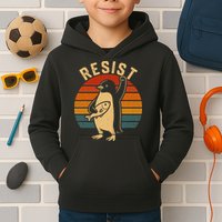 Funny Penguin Resist Penguins Protest Against Tariffs Kids Hoodie