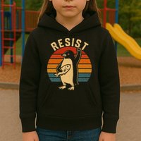 Funny Penguin Resist Penguins Protest Against Tariffs Kids Hoodie