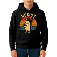 Funny Penguin Resist Penguins Protest Against Tariffs Kids Hoodie