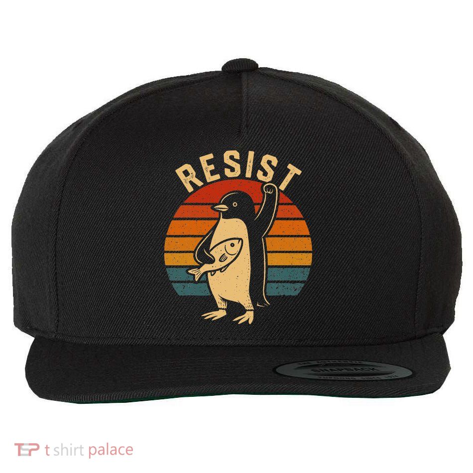 Funny Penguin Resist Penguins Protest Against Tariffs Wool Snapback Cap