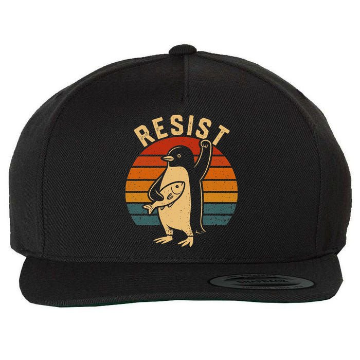 Funny Penguin Resist Penguins Protest Against Tariffs Wool Snapback Cap