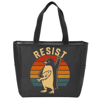 Funny Penguin Resist Penguins Protest Against Tariffs Zip Tote Bag