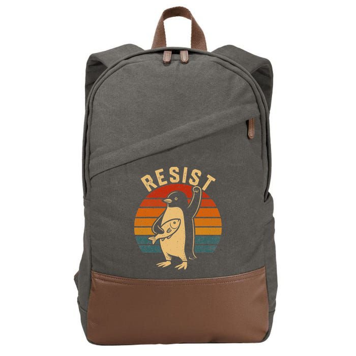 Funny Penguin Resist Penguins Protest Against Tariffs Cotton Canvas Backpack