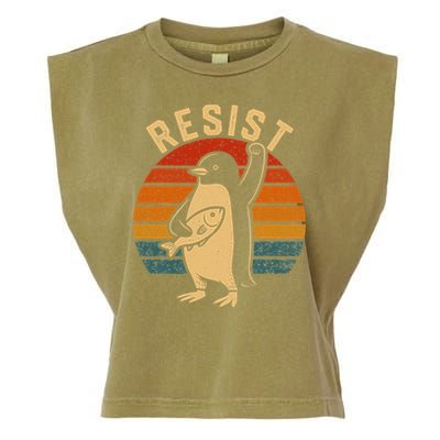 Funny Penguin Resist Penguins Protest Against Tariffs Garment-Dyed Women's Muscle Tee