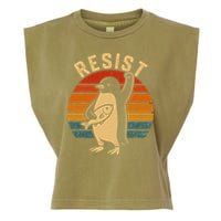 Funny Penguin Resist Penguins Protest Against Tariffs Garment-Dyed Women's Muscle Tee