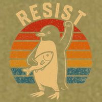 Funny Penguin Resist Penguins Protest Against Tariffs Garment-Dyed Women's Muscle Tee