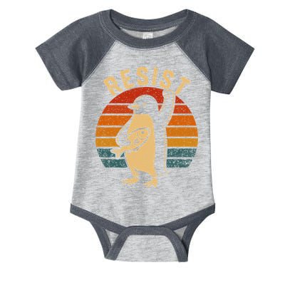 Funny Penguin Resist Penguins Protest Against Tariffs Infant Baby Jersey Bodysuit