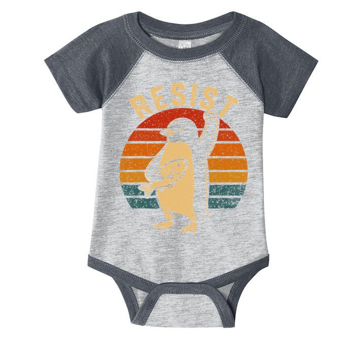 Funny Penguin Resist Penguins Protest Against Tariffs Infant Baby Jersey Bodysuit