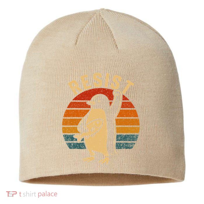 Funny Penguin Resist Penguins Protest Against Tariffs Sustainable Beanie