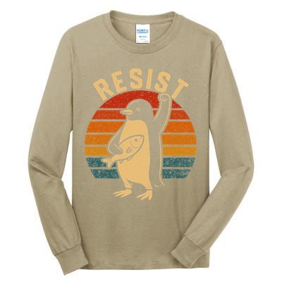 Funny Penguin Resist Penguins Protest Against Tariffs Tall Long Sleeve T-Shirt