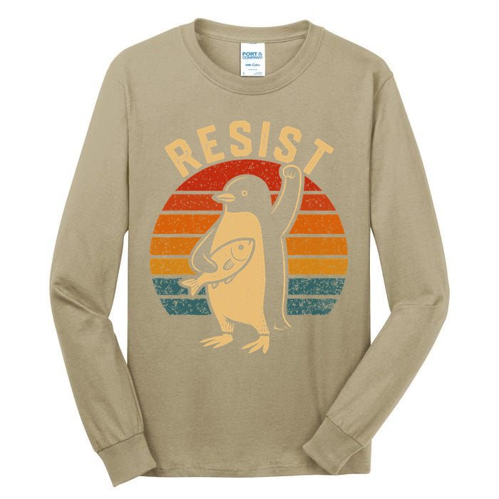 Funny Penguin Resist Penguins Protest Against Tariffs Tall Long Sleeve T-Shirt