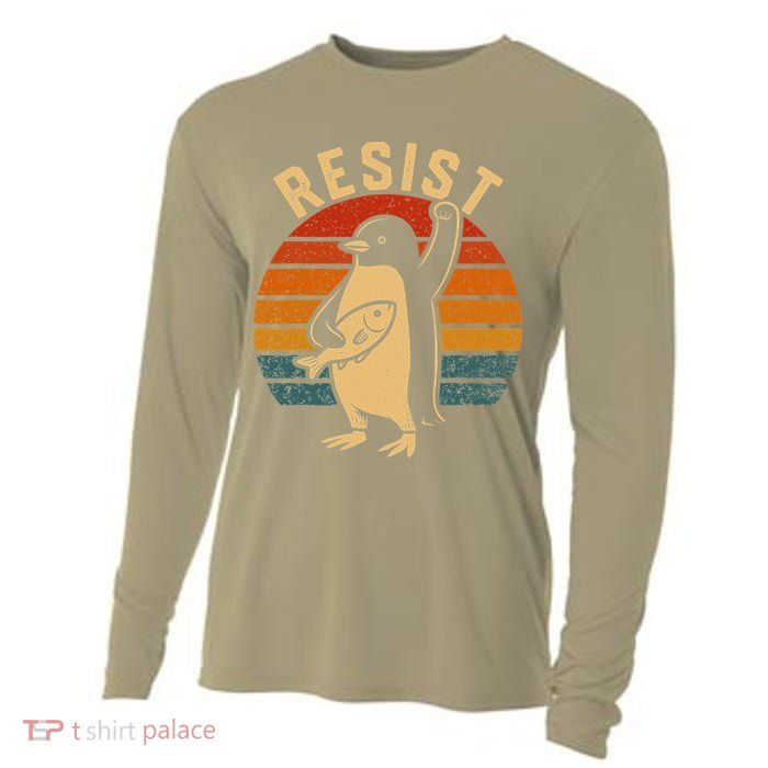 Funny Penguin Resist Penguins Protest Against Tariffs Cooling Performance Long Sleeve Crew