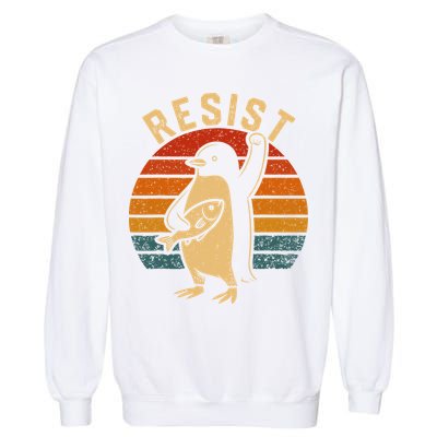 Funny Penguin Resist Penguins Protest Against Tariffs Garment-Dyed Sweatshirt