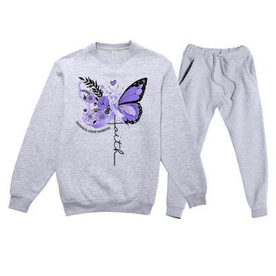 Faith Periwinkle Ribbon Esophageal Cancer Awareness Premium Crewneck Sweatsuit Set