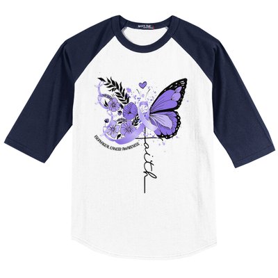 Faith Periwinkle Ribbon Esophageal Cancer Awareness Baseball Sleeve Shirt