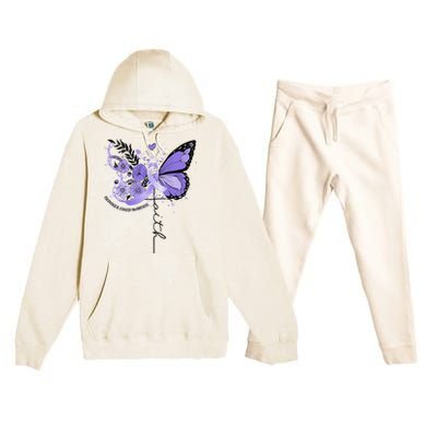 Faith Periwinkle Ribbon Esophageal Cancer Awareness Premium Hooded Sweatsuit Set