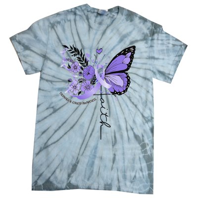 Faith Periwinkle Ribbon Esophageal Cancer Awareness Tie-Dye T-Shirt